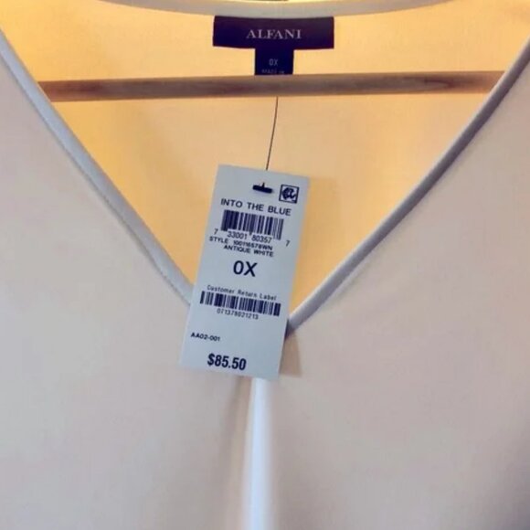 Alfani Into the Blue Antique White Blouse - Picture 6 of 9